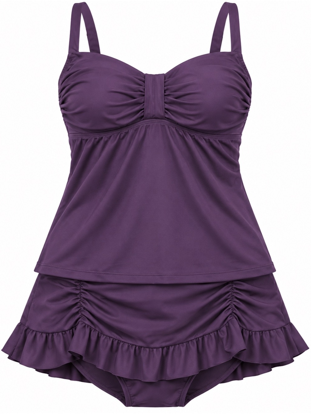 Bisou Bisou Purple Ruffled One-Piece Tankini